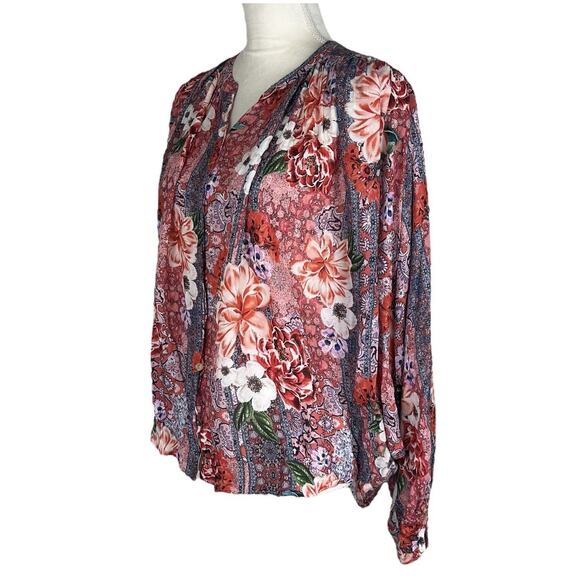 Johnny Was Jade Ingrid Floral Blouse Boho Relaxed Button Down Shirt Size XS - Picture 8 of 10